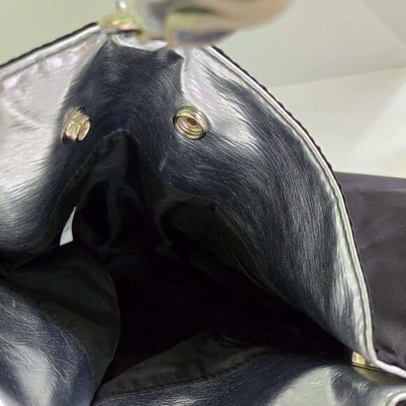 Attention Black Silver Convertible Designer Inspired Large Tote Bag - Picture 9 of 10